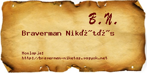 Braverman Nikétás névjegykártya